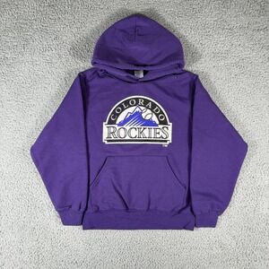 Colorado Rockies Sweatshirt Hoodie Size Small MLB Purple Jerzees Pullover